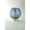 CC Home Furnishings 9.5" Blue and Gold Leaf Pattern Glass Bowl Vase